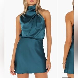 Petal & Pup Anabelle Floral Halter Neck Satin Minidress